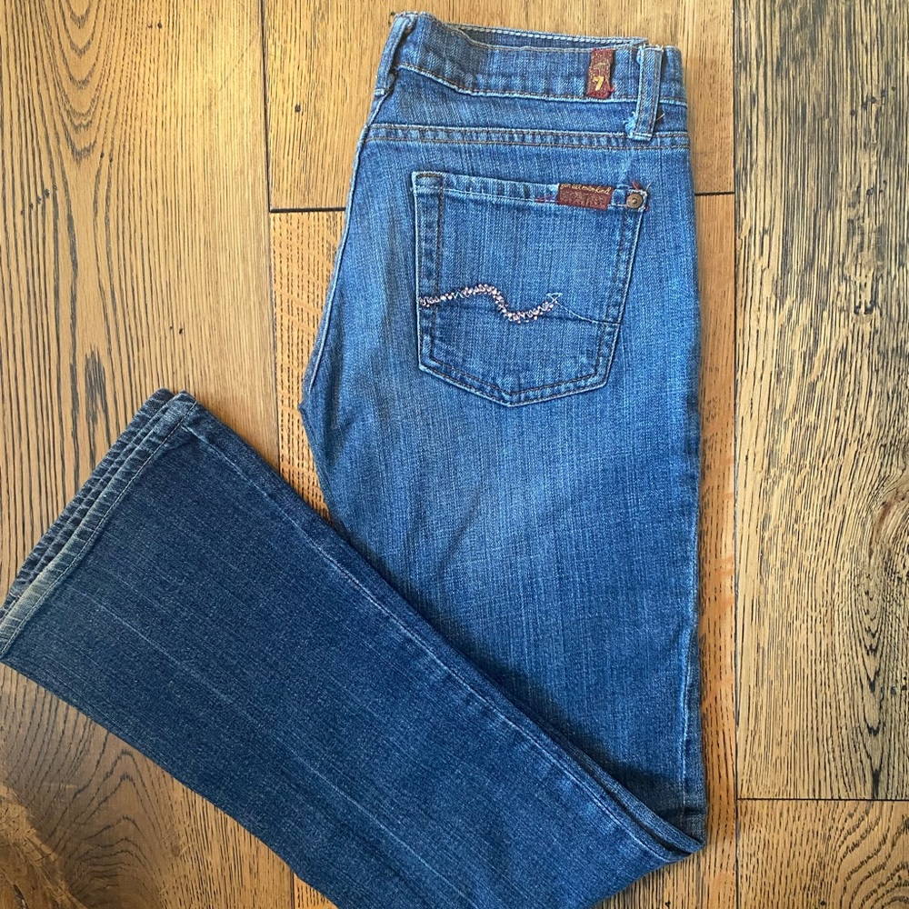 7 For All Mankind Blue Boot Cut Jeans Classic Denim